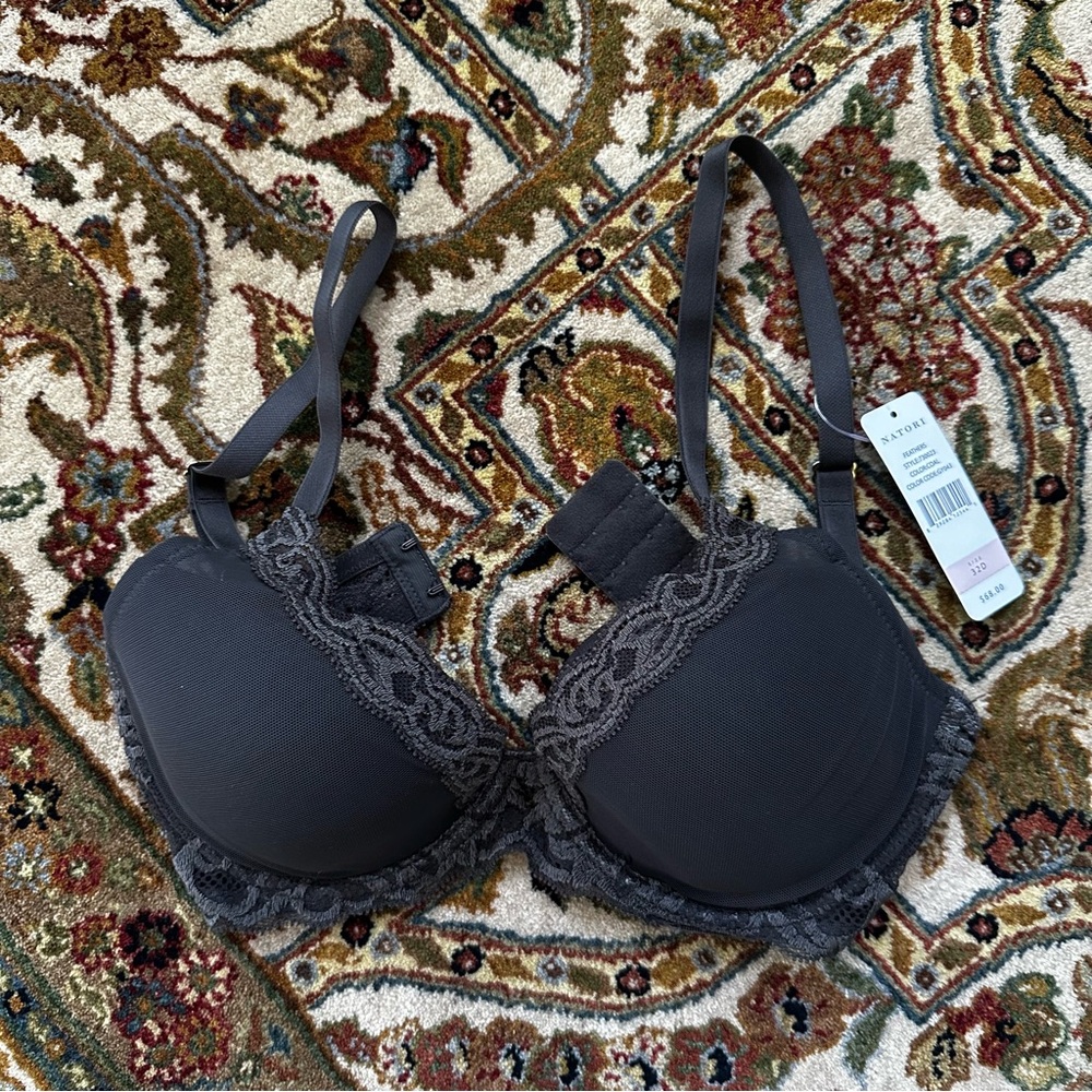 Natori Feathers Plunge T-Shirt Bra - Coal - 32D - New With Tags